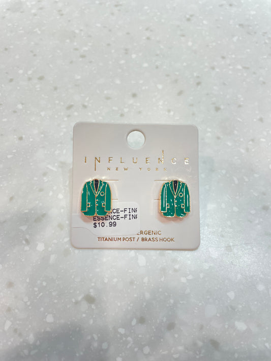 Green Jacket Stud Earrings