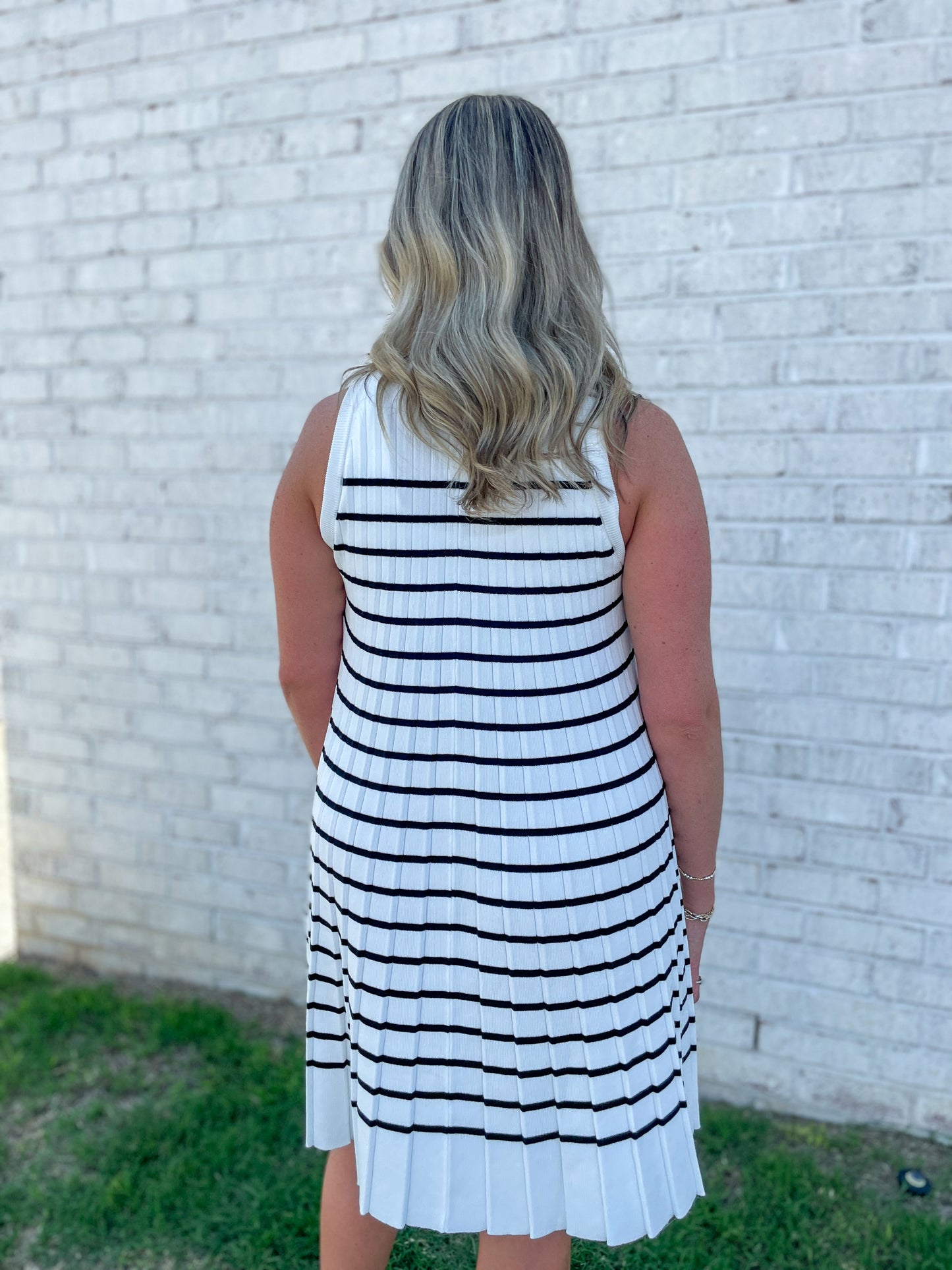 Hadley Pleated Striped Dress