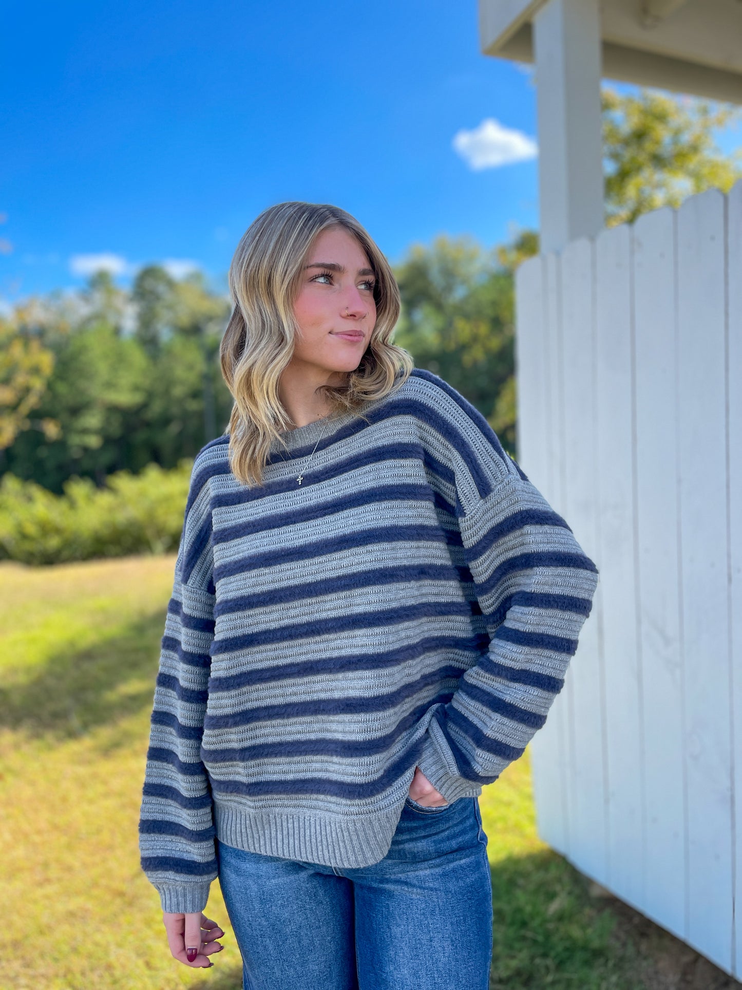 Anastasia Fuzzy Striped Sweater