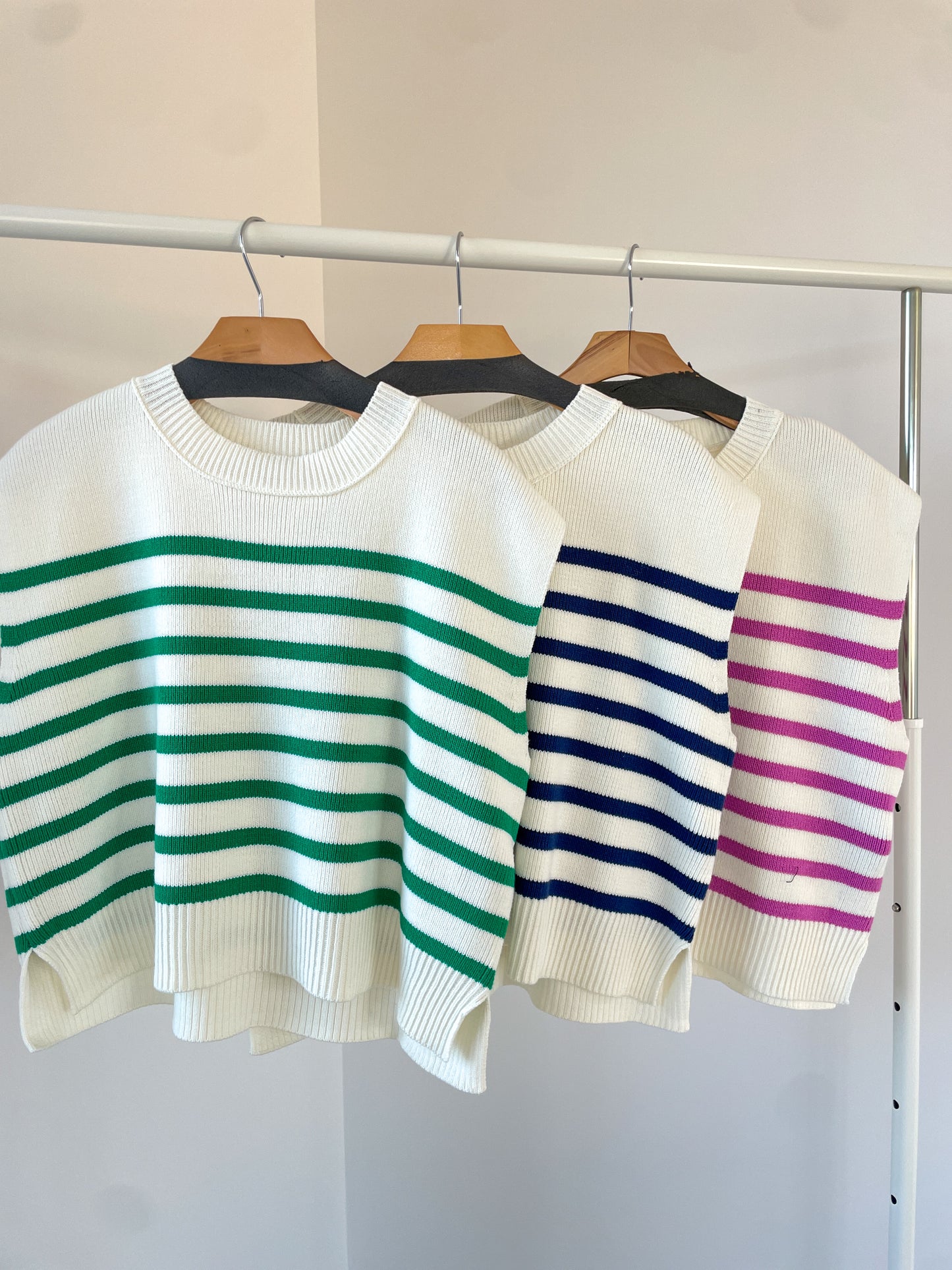 Shayla Striped Cap Sleeve Sweater