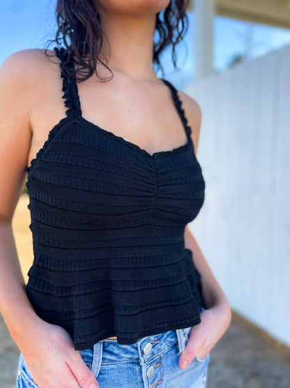 Stellar Ruffle Strap Crop Top