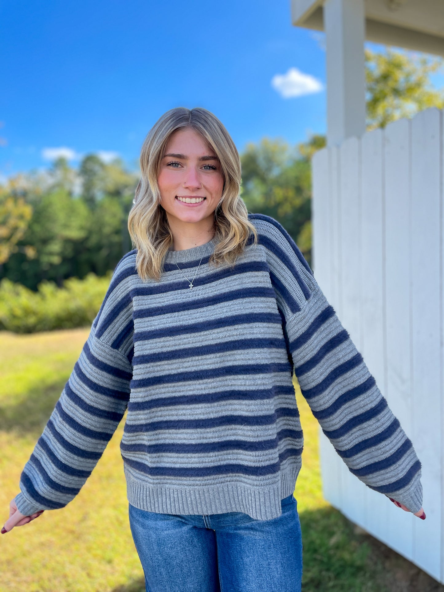 Anastasia Fuzzy Striped Sweater