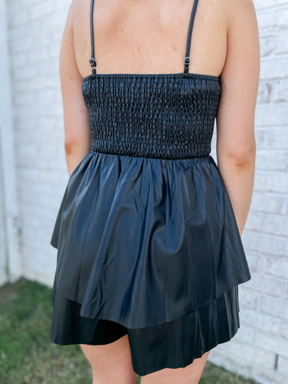 Smocked Pleather Romper