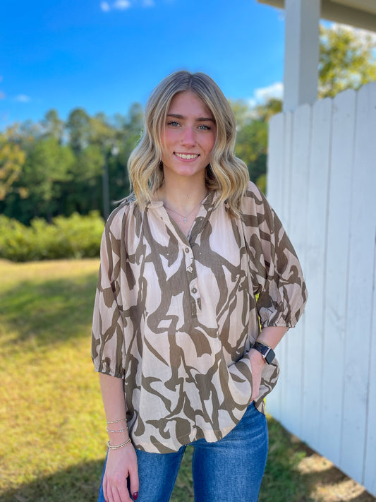 Hunter Patterned Blouse