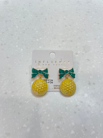 Bow Golf Ball Earrings