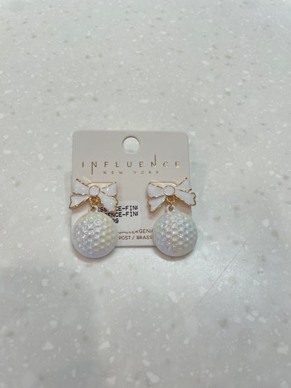 Bow Golf Ball Earrings