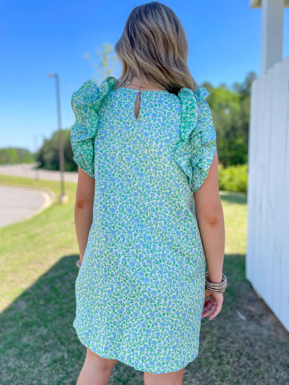 Tiffany Floral Flutter Sleeve Dress